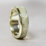 White gold band crystal white shimmer, heavy ashes, heavy silver flecks 