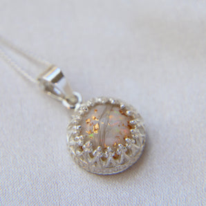 Breastmilk, hair, white opal & heavy rose gold flecks