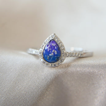 Custom colour order- Violet/ sapphire blue ombre effect, heavy silver flecks, heavy ashes 