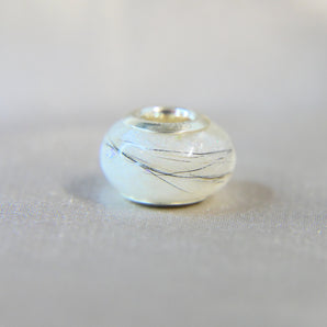 Pearl white shimmer, subtle opalescent fleck pet fur