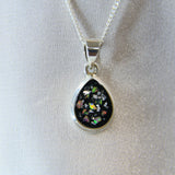 8 x 10 silver with black shimmer, heavy ashes, heavy silver fleck  and white opal