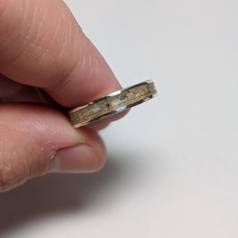 Ashes ring with white opal and hair