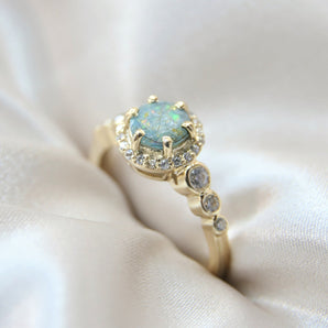 Hair, Light blue shimmer and aquamarine/mint opal and subtle gold flecks