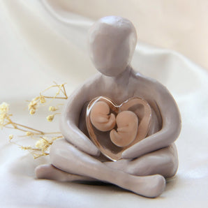 Handcrafted sculpture holding twins of 8 weeks gestation- Miscarriage sculpture