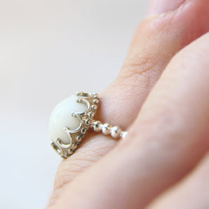 Breastmilk and pearl shimmer ring