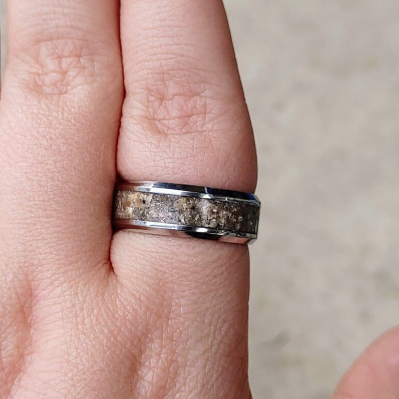 wide mens ring with ashes